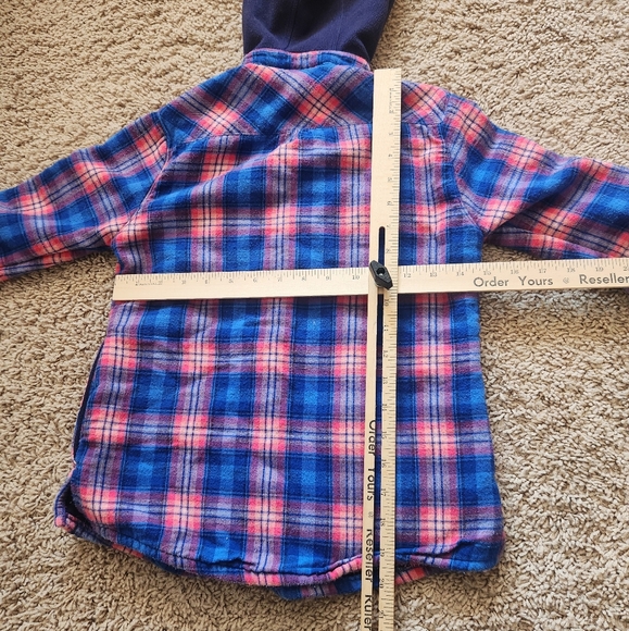 L.L. BEAN Women’s Hoodie Small Blue Pink Fleece Lined Plaid Work Barn Chore - Picture 7 of 12